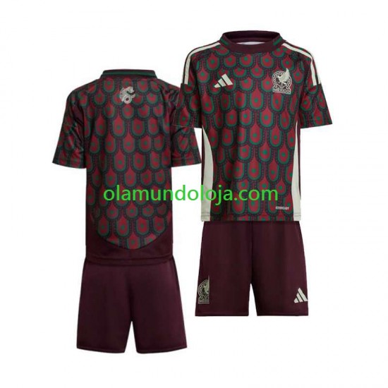 Camisola México Copa America 2024 Criança Equipamento Primeiro Manga Curta